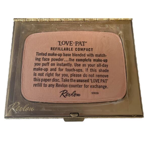 1960s Revlon Gold Plate Basket Weave Unused Love Pat RACHEL Powder Compact - Picture 5 of 10